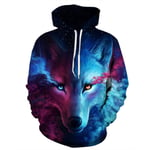 ZHRDRJB 3D Imprimé Hoodies,Unisex Pullover 3D Print Animal Wolf Starry Sky Hoodie Sweatshirt Couple Novelty Outerwear Tracksuits Hip Hop Cool Streetwear with Pocket,3XL