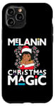 Coque pour iPhone 11 Pro Façade noire en dentelle naturelle Mrs Clause Melanin Christmas Magic