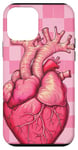 Coque pour iPhone 12 mini Rose Pop Art Anatomique Coeur Carreaux