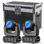 2pcs 100W Lyre LED tête mobile 18 Prisme DMX RGBW LED Lumière Scène Éclairage à Disco avec Flightcase Transport Case Portable