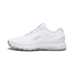 PUMA Homme X PTC Alphacat Nitro Chaussure de Golf, Blanc, Vert Turquoise, Rose Vif, 39 EU