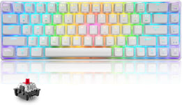 T8 Rgb 60% Clavier Mécanique,Clavier De Jeu Filaire Layout Compacte 65%,18 Led Rvb Chroma Rétroéclairées,Qwerty Mini 68 Touches Full Key Anti-Ghosting Pour Ps4,Xbox,Pc,Mac-Red Switch/White