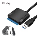 Adaptateur USB 3.0 vers SATA 3,câble de conversion pour disque dur SSD externe 2.5/3.5 pouces - Type With EU Plug