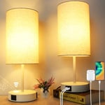 Wondlumi Bedside Lamps Set of 2, Touch Lamps Bedside with 2 USB Charging Ports