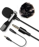 Lvm3 6M Micro Cravate Avec Pare-Brise Furry Muff, Audio Enregistrement Lavalier Microphone Pour Pc Sony Nikon Canon Caméscopes Caméra Vidéo Et Iphone Samsung Smartphone