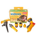 HOZELOCK - Kit d'Arrosage Essentiel : Comprend le Nécessaire de Connections pour un Jardin Classique, Raccords de Connections, 1 lance, 1 Pistolet et 1 Arroseur sur Pic 79M² [‎2354 0000]