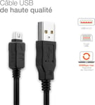 2X Câble USB 2.0 Transfert données pour Appareil Olympus Stylus 1 XZ-2 XZ-10 Om-D E-M5 E-M1 E-M10 Mark Pen E-PL7 E-PL5 Cable Charge et Data 1.5m PVC Noir, Cordon caméra