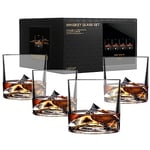 LIITON Everest Mountain Crystal Bourbon, Scotch, Verres à Whisky Coffret Cadeau de 4, Verre à Cocktail Congelable à l'Ancienne, Cadeau de Luxe, 10 oz