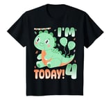 Youth I Am 4 Today Kids 4 Years Old T-Rex Dinosaur 4th Birthday T-Shirt