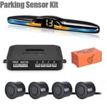 (Mustat anturit)Uusi LED-pysäköintitunnistinjärjestelmä Taustavalo Parktronic Monitor Display Kit Backup Detector Assistant 4 anturia