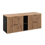 Meuble sous-vasque 140cm 2 niches Gaia Bois et Noir