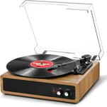 Record Player, FYDEE Vinyl Record Player with Built-in Stereo Speakers, 3-Speed