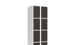 Garderob 2x300 mm Lutande tak 4-styckig pelare Laminatdörr Nocturne trä Cylinderlås