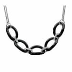 Cerruti 1881 Ladies Black Ceramic and Silver Crystal Necklace