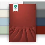 puredown Drap Housse 180x200 cm avec Bonnet de 30 cm pour Matelas Épais - Protège-Matelas Polyester Microfibre Brossée, Parure de Lit Certifié Oeko-Tex Rouge