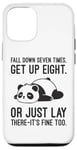 Coque pour iPhone 12/12 Pro Fall Down Seven Times, Get Up Eight - Humour amusant Lazy Panda