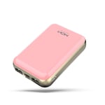 MOXNICE Power Bank Portable Phone Charger 10000mAh Powerbank, USB C Battery Pack with LCD Display and Dual Outputs (Pink)