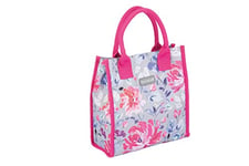 KitchenCraft Sac à Lunch Isotherme - Petit Sac Isotherme de Style Fourre-Tout avec Motif Floral, Gris/Bordeaux, 4 litres