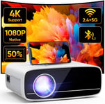 Vidéoprojecteur 4K Supporté,Natif 1080P 5G Wifi Bluetooth Projecteur Avec 50% Zoom,Mini Projecteur Portable Led Rétroprojecteur Home Cinéma 200""Pour Smartphone/Tv Stick/Hdmi/Usb