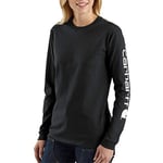 Carhartt Women's Loose Fit Heavyweight Long-Sleeve Logo Sleeve Graphic T-Shirt, Black, M