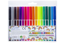 18 Fibre Felt Tip Pens - Stationery Pen School Bag Smiley Back To Colouring