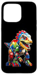 Coque pour iPhone 15 Pro Max Jeu de briques T-Rex pour les amateurs de dinosaures