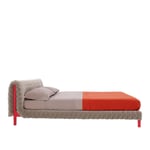 Ligne Roset - Ruché Bed 140x200 Low, Red Stained Beech, Fabric Cat. C, Canvas Laine 2 Albatre 4677 - Sängar - Inga Sempé