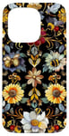 Coque pour iPhone 15 Pro Beau motif abeilles et fleurs noires