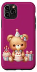 Coque pour iPhone 11 Pro Birthday Wishes Ours en peluche marron pour fille ou garçon