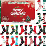 24 Days Countdown Christmas Socks Advent Calendar Present for Men Women