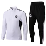 23-24 Real Madrid Vit Långärmad Svarta Shorts Jersey Set M