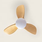 Ventilateur de Plafond Silencieux Poros 35W 76cm Motor dc Avec lumière Contrôleur mural + télécommande Blanc Bois Non