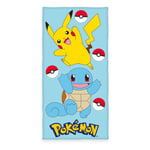 Pokemon Serviette De Bain Pikachu & Carapuce 75 X 150 Cm