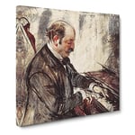 Giovanni Boldini The Pianist by Giovanni Boldini Classic Painting Canvas Wall Art Print Ready to Hang, Framed Picture for Living Room Bedroom Home Office Décor, 14x14 Inch (35x35 cm)