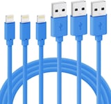 Lot De 3 Câble Chargeur Iphone Mfi Bleu 2m, Câble Lightning Pour Iphone 11 Pro Max / 11 Pro / 11 / Xs Max/Xr/Xs/X / 8/8 Plus / 7/6 / 5 / Se/Ipad Air