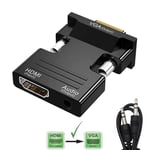 Black Convertisseur femelle vers VGA mâle compatible HDMI, câble audio 3.5mm pour PS4, moniteur, budgétaire, PC, ordinateur portable, adaptateur HD vers VGA, 1080P ""Nipseyteko