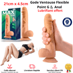 Gode Sextoy Ventouse très réaliste 21cm x 4,5 cm Godemichet Flexible Femme homme