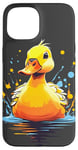 iPhone 15 Yellow Duck Swimming on Pond Case