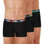 Athena Lot de 3 Boxers Homme Endurance 24h-Traitement Anti-Bactérien, Coupe Sport, Triple Couture, Doublure à l’Avant-Oeko-TEX sous-vêtement, Noir/Noir/Noir, 3XL