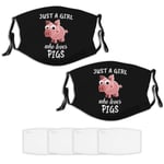 Nuberyl Fille Aime Cochon 2 Pièces Masques Ensemble Plus 4 Filtres À Air Remplaçables Lavable Réutilisable Écharpe en Tissu Noir Cagoule Bandanas Femmes Hommes Adultes