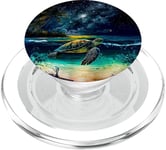 Sea Turtle Night On The Beach Under Starry Sky Sea Turtle PopSockets PopGrip for MagSafe