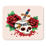 Mousepad Computer Notepad Office Color Traditional Symbolic Tattoo Dead Skull in Red Roses Home School Game Player Computer Worker Inch