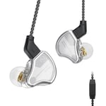 CCZ BC02 Écouteurs intra-auriculaires HiFi, pilote dynamique Primium CNT IEM, in ear monitor, basses profondes, cristal propre, aigus, conception ergonomique légère avec câble OFC (argent, avec micro)