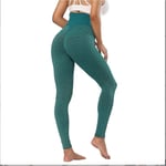 Kvinnors Leggings Yogabyxor med hög midja Tiktok Scrunch Butt Jacquard Ruched Booty Tights Mage Control Butt Lift Grå Vit Svart Lila Fitn Forest Green Forest Green S