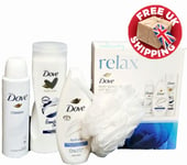 Dove Relax Body Selection 4 Pieces Body Love Gift Set for Her with Shower Puff