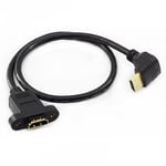 Vinklad HDMI-förlängningskabel, HDMI (hane) till HDMI (hona) - 0,50 m, svart