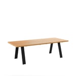 Naver Collection - GM 3200 Plank Table, 180 x 100 cm, Tabletop oiled wild Oak, Without additional top, Base in black powder coated steel - Ruokapöytä - Nissen & Gehl