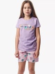 Fabric Flavours Kids' Friends Shortie Pyjamas, Lilac/Pink