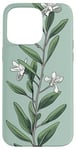 iPhone 15 Pro Max Leaves Botanical Plant Line Art Sage Green Wildflower Floral Case