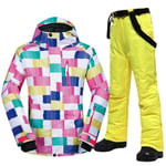 SJIUH ski suit,Ski Suit Women Winter Windproof Waterproof Breathable Thermal Snow Jacket and Pants Set Brands Snowboarding Suits,CK And Yellow,XL